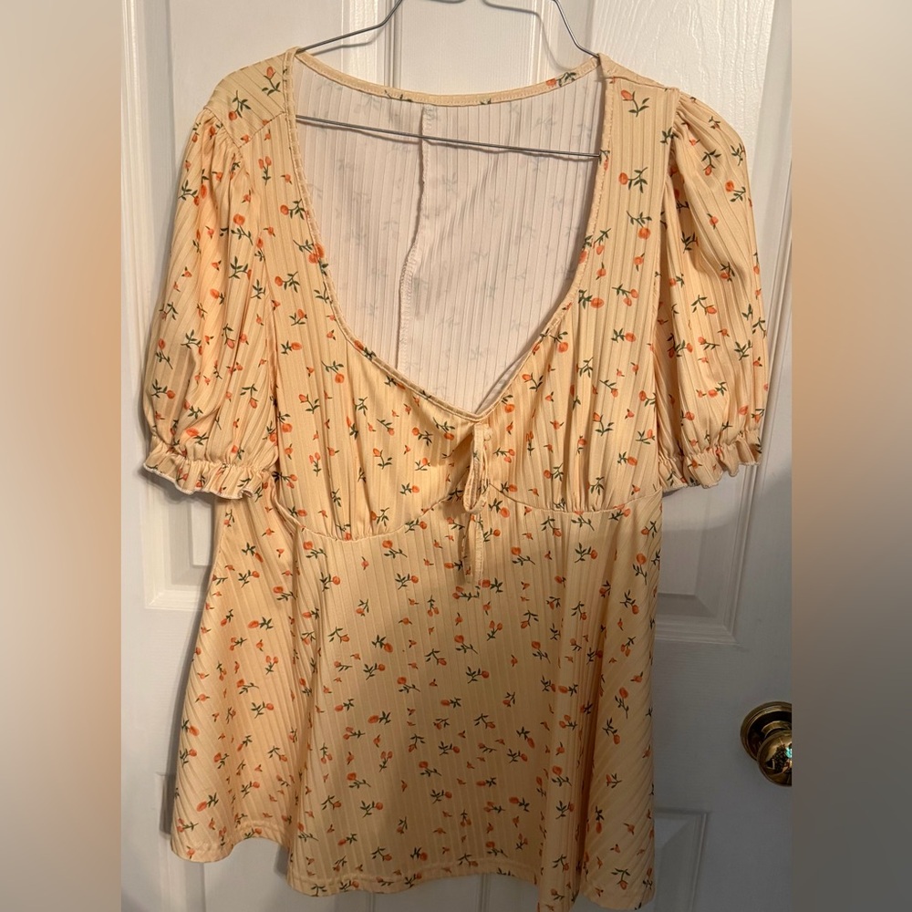 SHEIN Curve Black Label yellow floral shirt, 1X